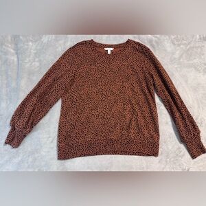 Nine West Spotted Brown Crew Neck Sweater XL